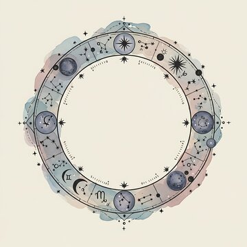 Celestial Zodiac Watercolor: Mystic Wheel of Stars
