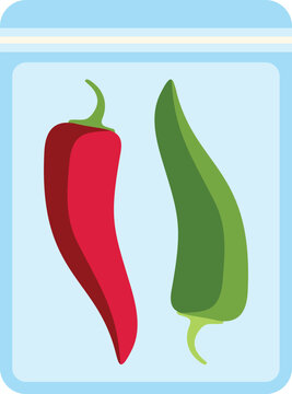 Chili peppers storing in plastic bag for preserving food