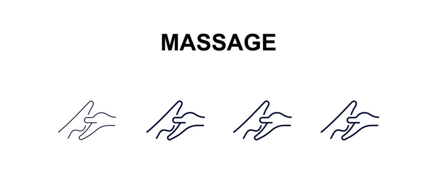 massage multi-style outline icon set - beauty concept. Thin line, regular, filled, colored massage icon