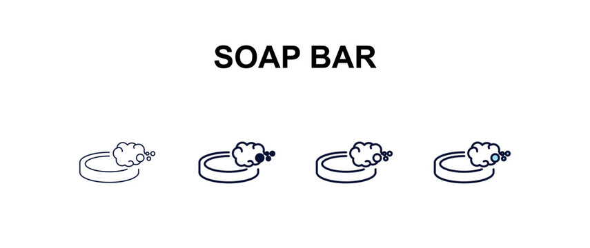 soap bar multi-style outline icon set - beauty concept. Thin line, regular, filled, colored soap bar icon
