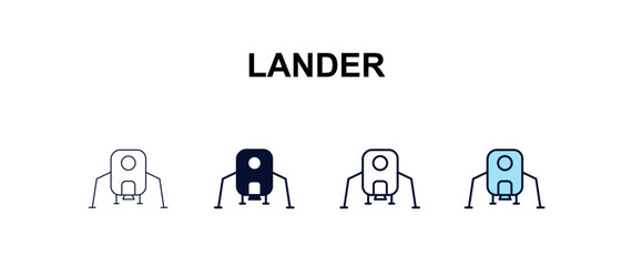 lander multi-style outline icon set - astronomy concept. Thin line, regular, filled, colored lander icon © Design_Farm