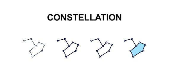 constellation multi-style outline icon set - astronomy concept. Thin line, regular, filled, colored constellation icon © Design_Farm