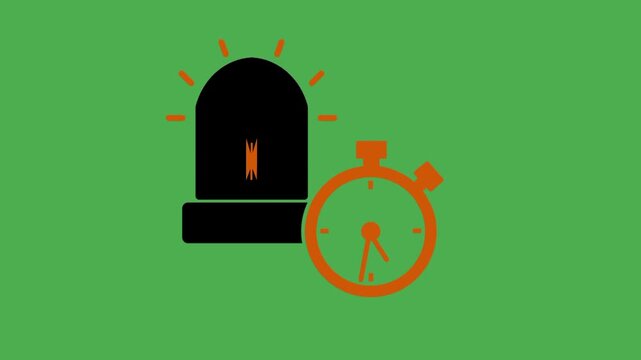 Incident response concept with siren icon and clock symbol representing fast action and emergency timing