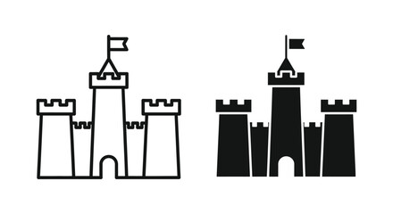 Castle Fortress Icon Outline Silhouette Vector Graphic Design Element UI UX Asset Mobile App Web Game Symbol © Vector