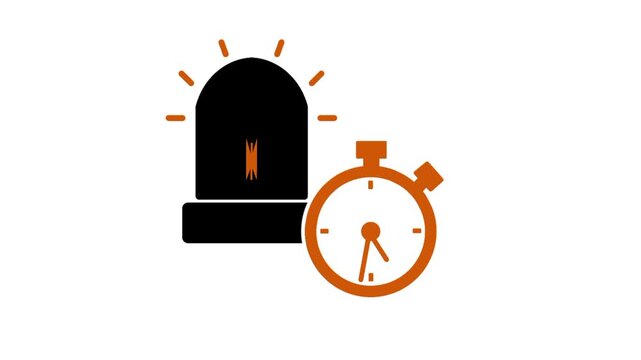 Incident response concept with siren icon and clock symbol representing fast action and emergency timing