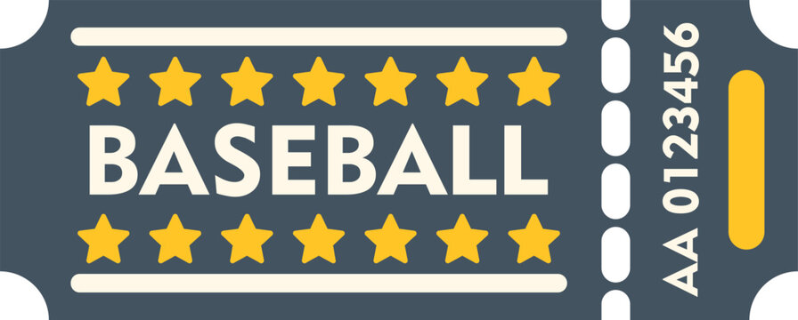 Baseball ticket with stars for sports event admission