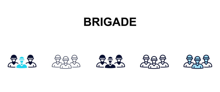 brigade multi-style outline icon set - army and milatry concept. Thin line, regular, filled, colored brigade icon