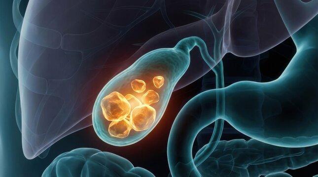 Gallbladder with multiple stones causing pain and discomfort