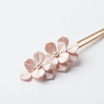 Japanese kanzashi hair ornament with tsumami zaiku pinched silk