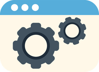 Obraz na płótnie Canvas Browser window displaying two interlocking gears representing web settings and service configuration