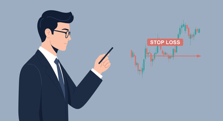 Bitcoin Flat minimalist illustration of crypto trading discipline, b © Artbibun