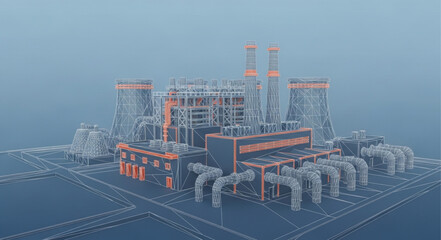 Futuristic Cityscape with Tall Buildings and Industrial Structures. © Bahlil