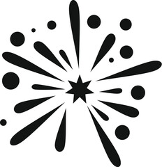 Fototapeta premium Stylized black and white fireworks or explosion with a central starburst icon
