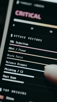 Cyberattack detection system displaying a list of common intrusion techniques