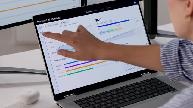 Sales Manager Analyzing Pipeline Data On Laptop