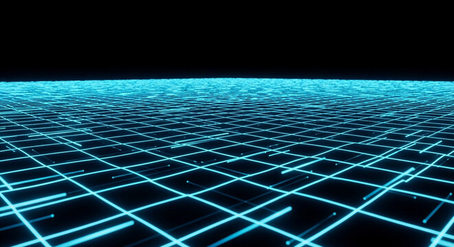 Abstract Electric Blue Grid Matrix Background | Futuristic Digital Network | Glowing Technology Data Flow | Dynamic Light Wallpaper binary code background