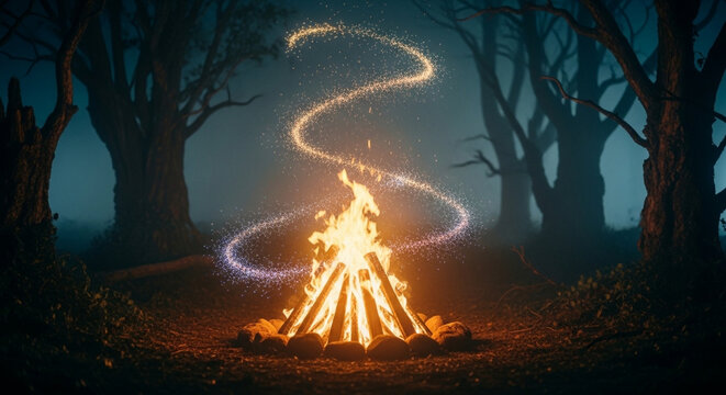 fire in the fireplace