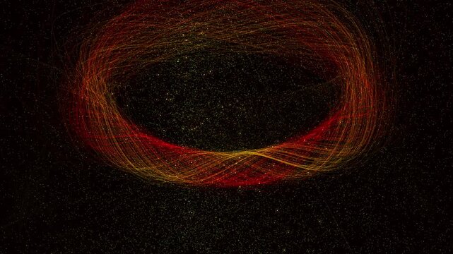 Dense particle nodes chaotically snap between spatial coordinates, creating an infrared data visualization of quantum superposition. Ideal for cybersecurity explainer videos and infrastructure content