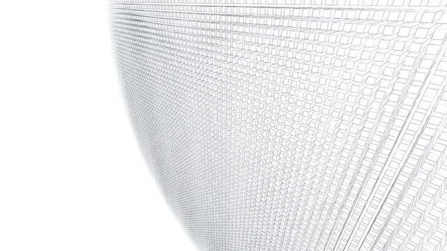 macro-scale grid of monolithic core pillars undulating in an infinite white void. Represents scalable load balancing infrastructure. Works for enterprise IT and data center brand films.