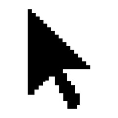 Obraz premium Vector graphic of a black pixelated computer mouse cursor