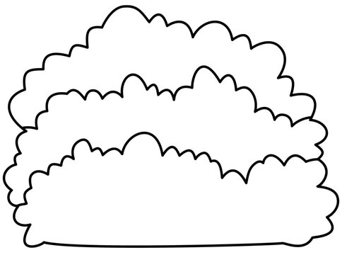 Outline of bush element. Bush and grass elements line art.