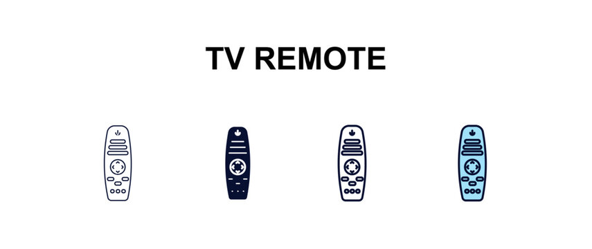 tv remote multi-style outline icon set - computer concept. Thin line, regular, filled, colored tv remote icon
