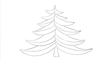 Obraz premium Simple Line Art Christmas Tree Illustration
