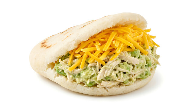 Venezuelan arepa de pabellon with shredded beef black beans plantain cheese