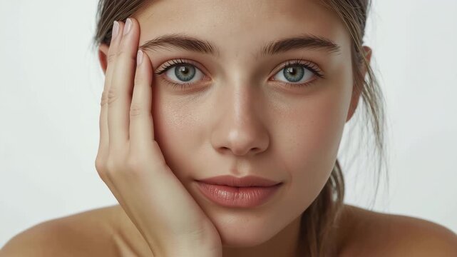 西洋の女の子ティーンを対角構図の近接でとらえ瞳のディテールを際立たせる