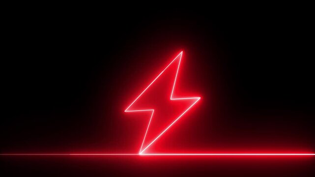 Red neon line drawing a zigzag shape on black background