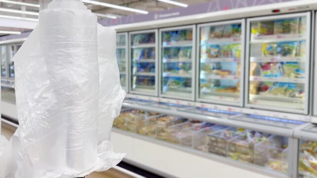 Choosing food from shelf at the supermarket,vegetables in the grocery section, Grocery stores 