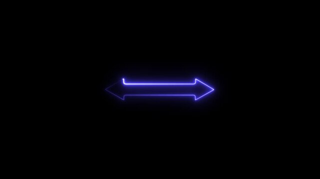 vibrant blue neon glowing bidirectional arrow icon animation with electric light effect for digital interface navigation and futuristic motion graphics on transparent background alpha channel