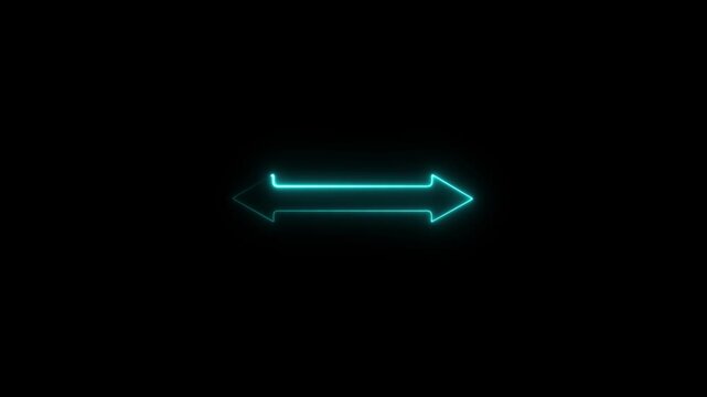 vibrant blue neon glowing bidirectional arrow icon animation with electric light effect for digital interface navigation and futuristic motion graphics on transparent background alpha channel