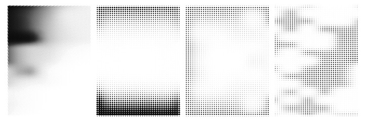 Abstract black and white halftone dotted gradient pattern texture set for modern graphic poster background design © Rashida