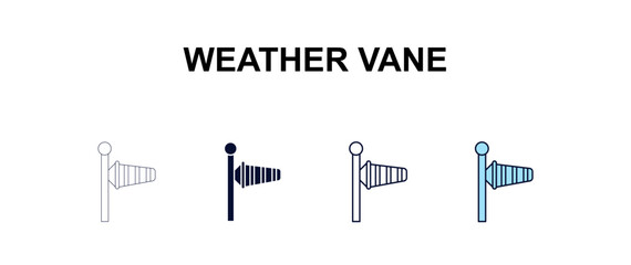 weather vane multi-style outline icon set - farming and gardening concept. Thin line, regular, filled, colored weather vane icon © Design_Farm