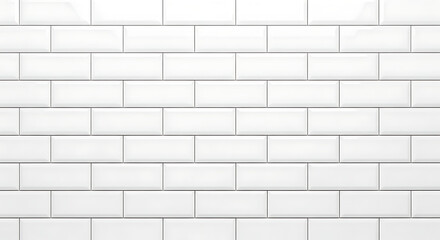 Fototapeta premium Seamless pattern of white subway tile featuring glossy rectangular ceramic brick creating a clean modern wall texture for interior design kitchen backsplash or bathroom decor background