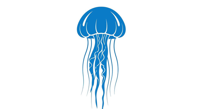 Blue Jellyfish Marine Animal Closeup View.