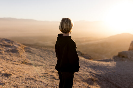Eleven Year Old Boy Enjoying the View at Font's Point in CA