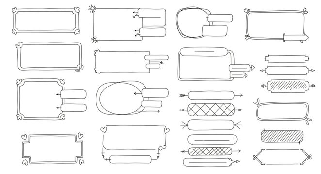Collection of Hand Drawn Decorative Borders and Frames.
