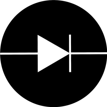 Zener diode forward biased in circle solid icon vector
