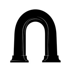 Fototapeta premium Black Archway Silhouette with White Outline