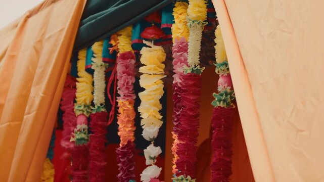 A float decorated with flowers parades during the Indian Sikh religious festival