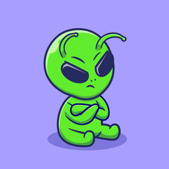 Obraz premium Cute Alien Angry Cartoon