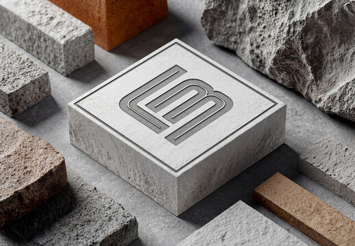 Engraved Logo Mockup on a Granite Squared Stone 