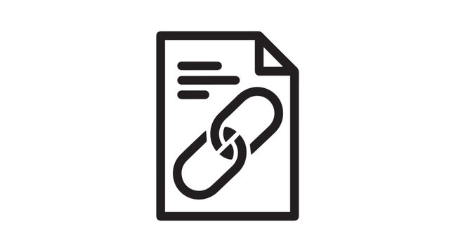 Link building document icon with chain symbol for SEO and backlink strategy
