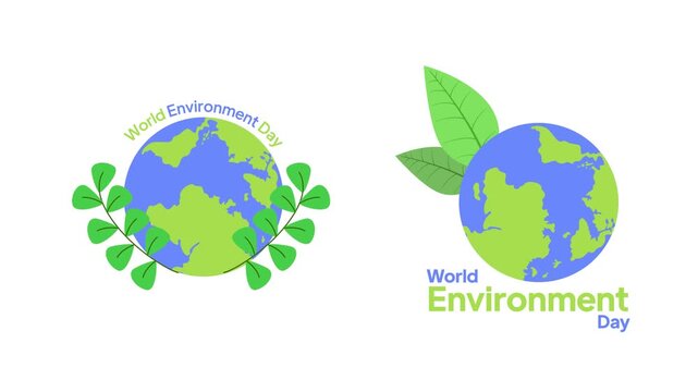 Globe Surrounded By Leaves Eco.World Environment day Icon concept. Full length Icon animation illustration. High quality&nbsp;4k&nbsp;footage