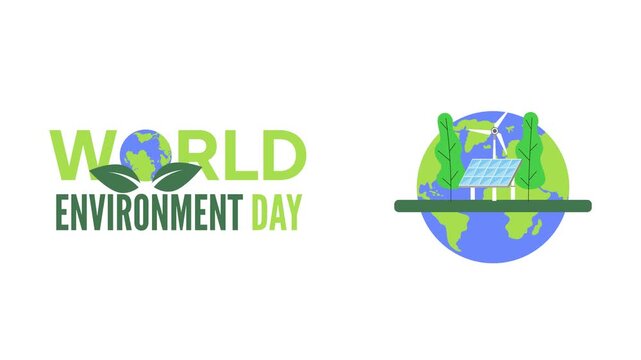 Green Earth Nature Conservation Concept.World Environment day Icon concept. Full length Icon animation illustration. High quality&nbsp;4k&nbsp;footage