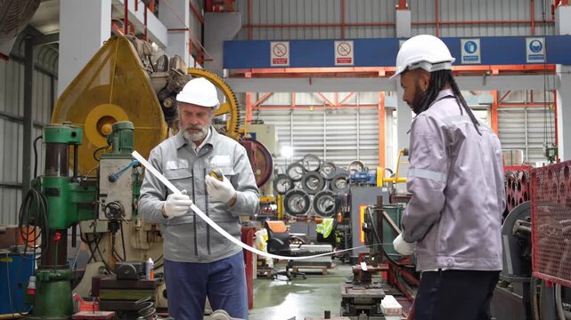Safety training in manufacturing facility industrial workshop instructional session professional environment collaborative learning