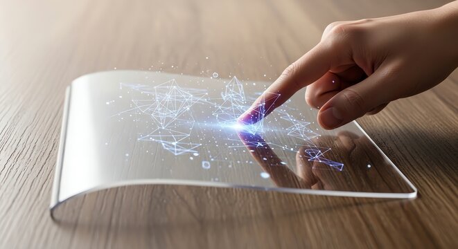 Hand interacting with holographic display