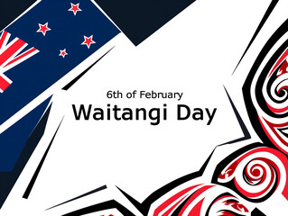 Creative modern design celebrating waitangi day with new zealand flag and traditional maori patterns